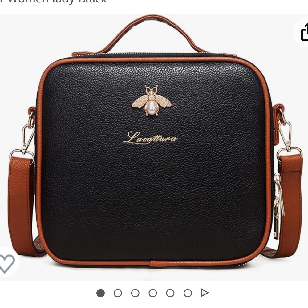 LACATTURA Travel Makeup bag, Leather Makeup Train Case Cosmetic Organizer - NWT